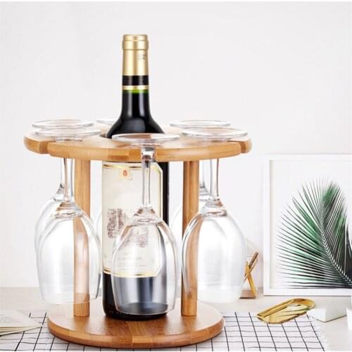 Wine Glass Drying Rack Bamboo Storage Shelf Bottle Display Holder Office Home Kitchen Supplies