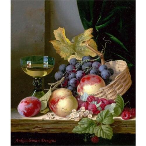Embroidery Counted Cross Stitch Kits Needlework - Crafts 14 ct DMC DIY Arts Handmade Decor - A Basket of Peaches and Grapes