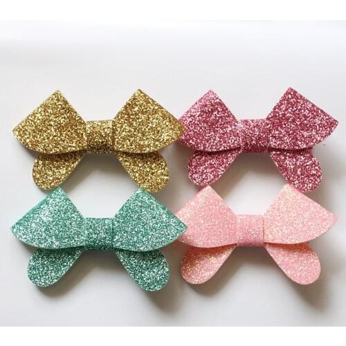 20pcs Korean Glitter Felt Shinning Bow Hair Modish Girls Hair Clips Double Layers Butterfly Kids Hairpin Cute Girls for Summer