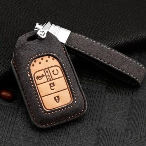 Suede Car Key Case For Honda Civic 2018 Fit CRV Accord Crider Jade Vezel HR-V Odyssey Keychain Bag Remote Fob Protector Cover