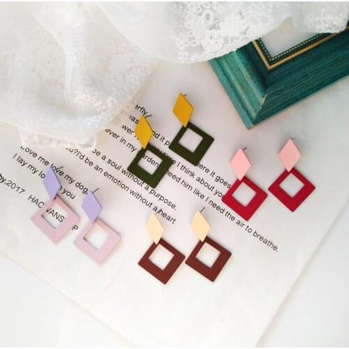 New Statement square Acrylic resin drop earrings for women Geometric 2020 Fashion Female Earrings Party Jewelry Za Brincos
