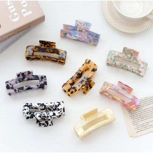 2021 High Quality Geometric Hair Claws Large Square Acetate Hair Crabs Clip Leopard Grain Hair Clamps for Women Hair Accessories