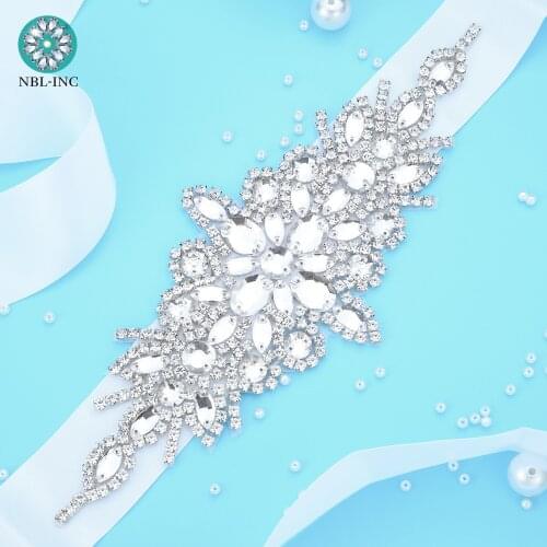 1PC) Silver bridal belt wedding with crystal diamantes wedding dress accessories for wedding dress WDD1052