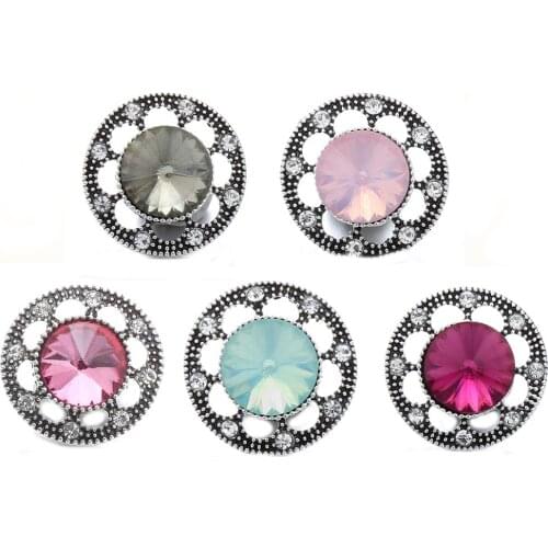 10pcs/lot New 18mm Metal Snap Buttons Jewelry Multi Flowers Cross Snap Button Jewelry Fit Silver Leather Snap Bracelet Jewelry