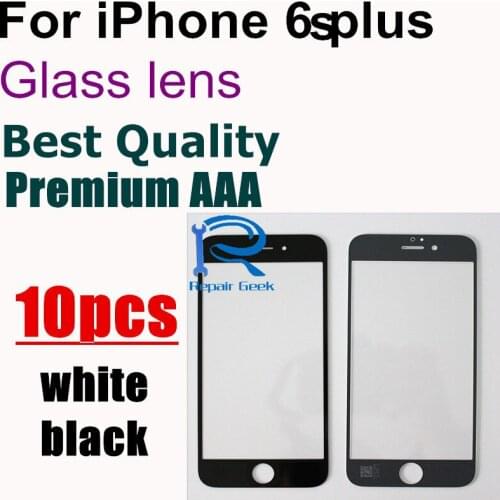 10pcs Top Quality OCA user quality Front Outer Screen Glass Lens Replacement for iPhone 6s plus 5.5'' White and black