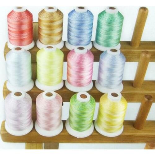 120D/2 12pcs/lot 914yards/pcs 100% Polyester Variegated Colors Multi-colors Polyester Embroidery Thread Segment Dyeing Thread