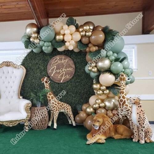 128pcs Birthday Party Wedding Coffee Latex Balloon Arch Kit Avocado Green Balloon Garland Baby Shower Event Celebration Decor