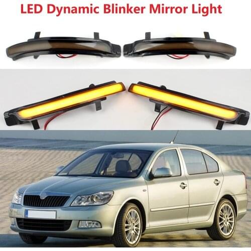 2pcs LED Mirror Light For Skoda Octavia A5 A6 2009 2010 2011 2012 2013 Car Rear Mirror LED Turn Signal Indicator Light Lamp