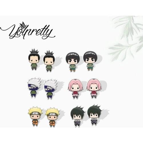 2021 New Kawaii Epoxy Stud Earrings Cute Anime Classical Characters Handcraft Acrylic Stud Earrings