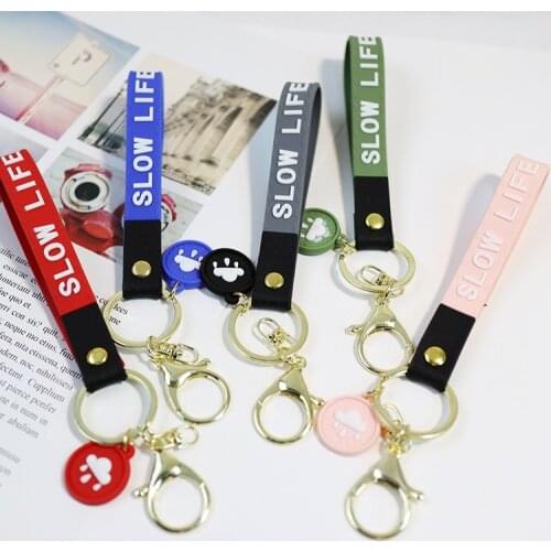 2021 Cute Cartoon DIY Girl Boy Rubber Soft Keychain wristband For Women Key Chains Ring Car Bag Pendent D758