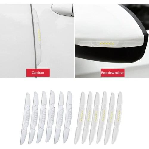 4 Pcs/6Pcs Car Door Bumper Strip Anti-collision Strip Car Mirror Transparent Protective Tape Body Anti-scratch Stick Decorative
