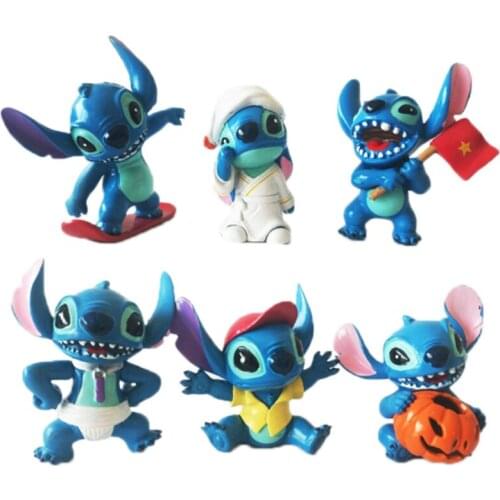 6Pcs/Set Lilo & Stitch Anime Figures Halloween Series Kawaii Stitch PVC Action Figure Car Decor Cute Dolls Girls Gifts Kids Toys