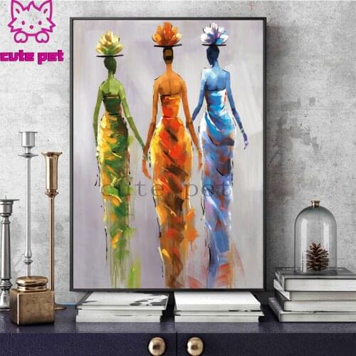 .Diamond EmbroideryAbstract colorful art, African woman 5D DIY Diamond Painting Diamond Mosaic needlework living room decor