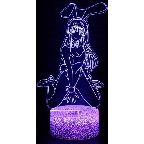 Anime Waifu Mai Sakurajima Led Night Light for Bedroom Decor Mai Light Gift for Friend Sakurajima Bunny Girl Led Lamp Anime Gift