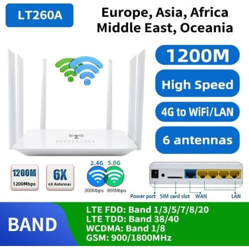 DONG ZHEN HUA LT260 Dual-Frequency 2.4Ghz 5.8Ghz Dual band 1200Mbps CAT6 32 Wifi Users 4G Router Portable Wifi 5G Mobile Hotspot