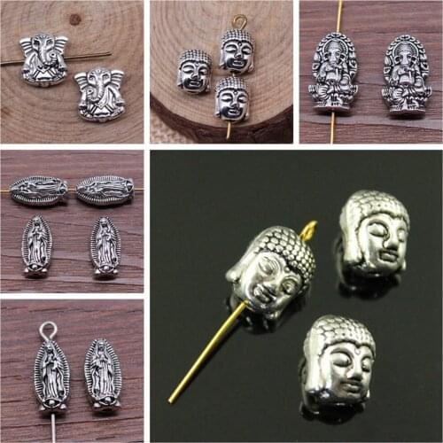 Malzahar Double-Sided Buddha Small Hole Beads Spacers Beads diy jewelry bracelet charms for jewelry making kit accessories