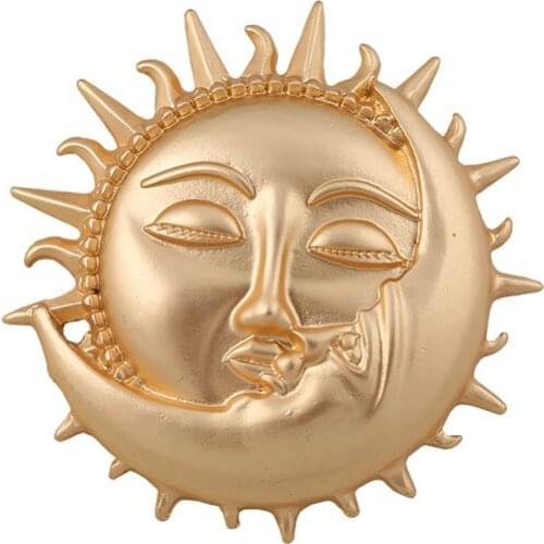 European and American style fashion new creative matte gold sun god moon god sun and moon with temperament brooch
