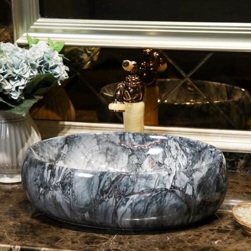 Europe Vintage Style Art Chinese Countertop Basin Sink Handmade Vessel Sinks decorative art Ceramic wash basin Bathroom sink