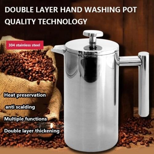 350ml 800ml 1000ml Filter Coffee Pot Double Thermal Insulation Tea Pot Filter Press Pot Stainless Steel European Pot Tea Set