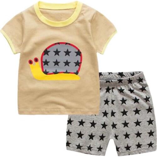 Hot Sell Kids Boys Girls Clothes Baby Pajamas Cartoon Childrens Sleepwear Summer Short Sleeve Set 2-7Y