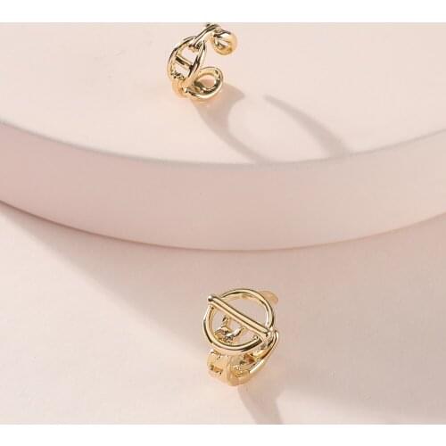 LUNA CHIAO Women Fashion Jewelry 2 Pieces/set Chain Link Shape Cuff Earrings Set for Unisex