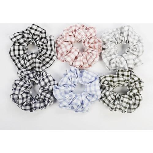 Fashion Printed Plaid Ponytail Holder Scrunchies Ring Elastic Hair Tie Hair Holder Rope for Women Hair Accessories