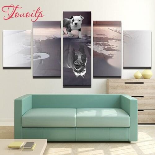 TOUOILP full Square&round 5pcs Belgian Bulldog 5d dog Diamond Painting Combination diamond Embroidery Mosaic Home Decor painting