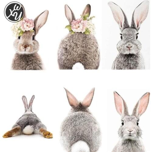 Gray Bunny 5D Diamond Painting Kits for Adults Cute Rabbit Butt Diamond Painting Fantasy Full Diamond Embroidery Decoration Home