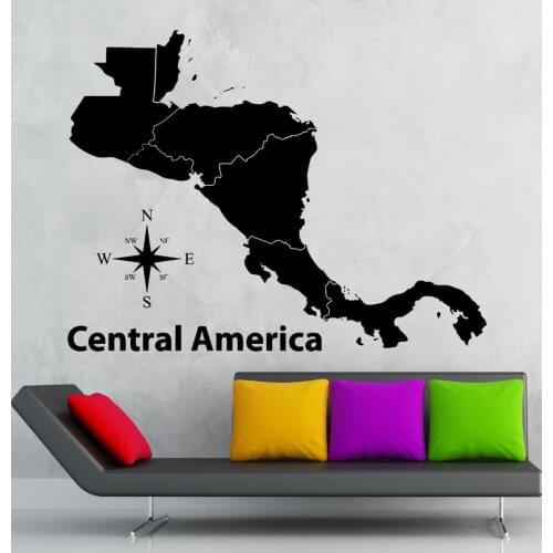 Central America Map Sticker Decal Muurstickers Posters Vinyl Wall Decals Pegatina Quadro Parede Decor Mural America Map Sticker