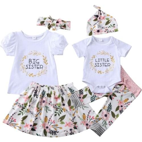 NEW 2020 Big/Little Sister Matching Baby Girl Tops Romper Dress Pants Outfits Clothes
