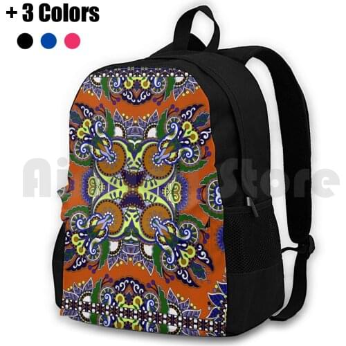Boho Floral Pattern Outdoor Hiking Backpack Waterproof Camping Travel Robin Curtiss Boho Jungle Coconut Garden Nature Outdoors