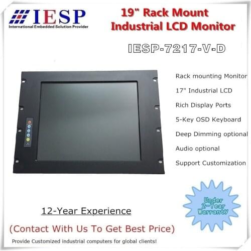 8U Rack Mount Industrial Monitor, 17 inch TFT LCD, 5-Wire Resistive Touchscreen Optional, Provide Custom Cesing Service