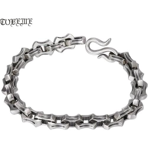 Handmade 100% 925 Silver Skeleton Bracelet 925 Sterling Man Bracelet Thai Silver Punk Jewelry Bracelet