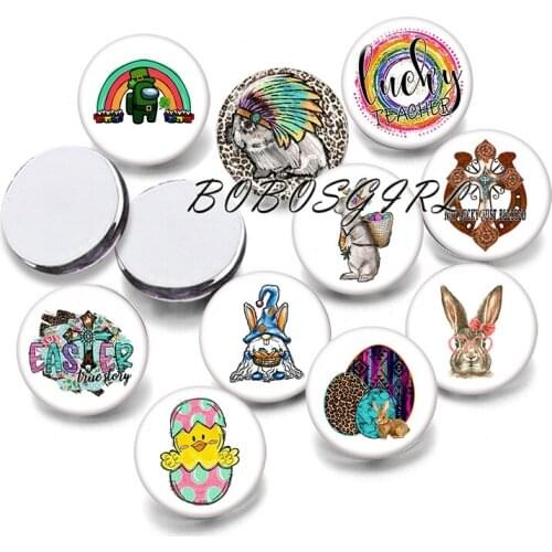 Happy easter Rabbit 12mm/18mm/20mm/25mm/30mm Round Glass Cabochon Flat Back Making Findings P6270
