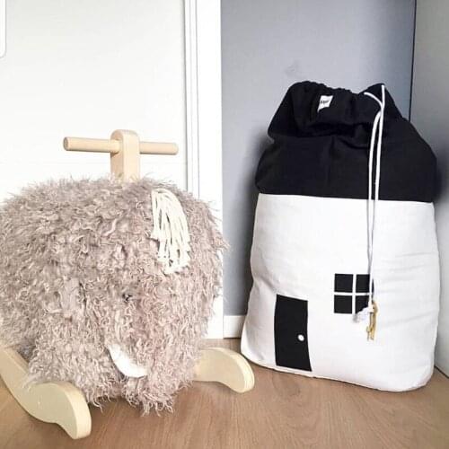 Beam Port Storage Bag Cotton Canvas Small House Toy Childrens Room Decoration Multifunction Simple High Quality Storage Bag