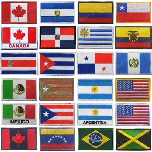 America Country Dominica Uruguay Ecuador Costa Rica Cuba Panama Guatemala Colombia Embroidered Patches Badges Flags Wholesale