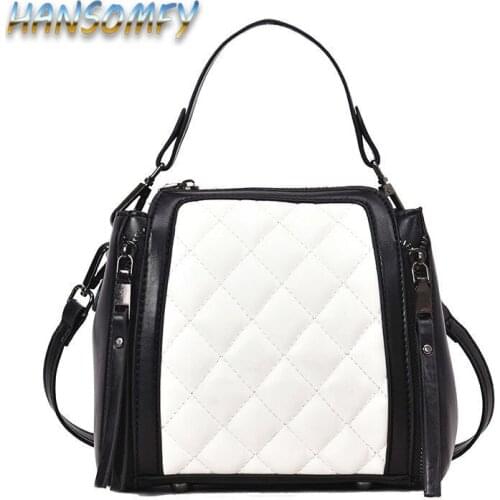 Black & White Plaid Women Bag Luxury Leather Handbag Ladies Brand Fashion Casual Shoulder Bag Small Zipper Crossbody Bags YY-32