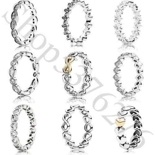 925 Sterling Silver Eternal Clouds Infinite Love Forever More Leaves Fashion Ring For Pandora Women Bead Charm Gift DIY Jewelry