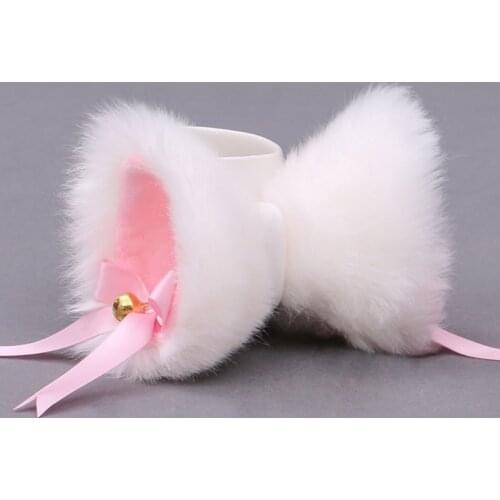 1 Pair Japanese Lolita Anime Hair Clips Cute Furry Cat Ears Hairpin with Bowknot Bell Cosplay Costume Snap Barrette