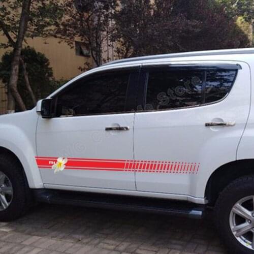 2 Pcs Car Stickers for Isuzu Mu-X DIY Accessories Racing Sports Long Stripe Sticker Personality Decals