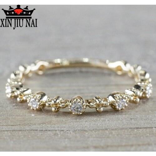 2020 latest style 14k Gold jewelry with high quality AAA zircon CZ symmetrical rule ladys ring leisure / party delicate gift