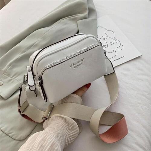 2021 Fashion Small Square Bag Wide Straps Female Shoulder Bag Casual Solid Color Lady Messenger Bag Quality Bags For Women