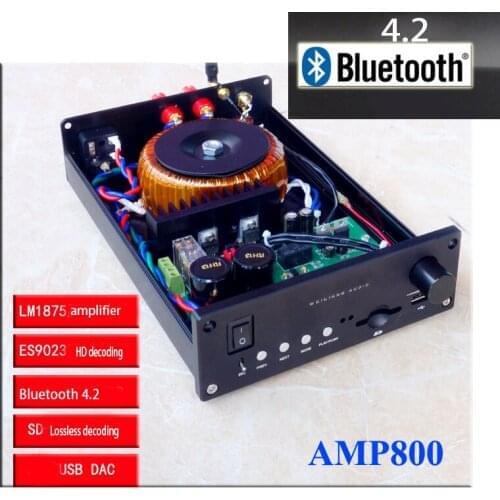 220V 60W*2 AM-800 4.2 Bluetooth Amplifier LM1875 LM3886 Lossless Turntable DAC 2 Channel HIFI Amplifier 4-8 Euro with USB