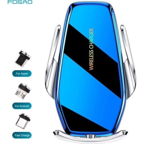 15W Fast Car Wireless Charger Mount for iPhone 12 11 XS XR X 8 Samsung S20 S10 Magnetic Infrared Sensor Automatic Phone Holder