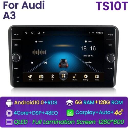 Auto Radio 128G ROM 8Core For Audi A3 8P 2003-2011 Car Multimedia DVD 2 Din Android 10.0 GPS Navi Rear View Camera OBD DAB BT