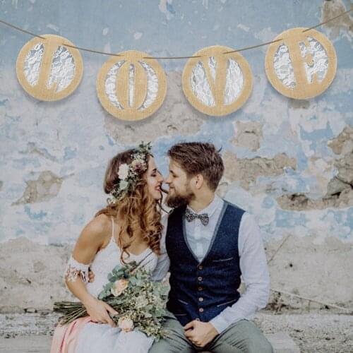 1PCS Jute Lace Fabric Rustic Burlap Alphabet Bunting Banners Letter A-Z Hessian Flags Bar Vintage Birthday Party Wedding Decor