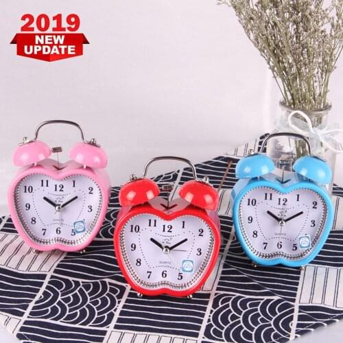 Digital Cartoon Desk Clock Student Apple Type Bell Metal Bedside Alarm Clock Mute Digital Clock
