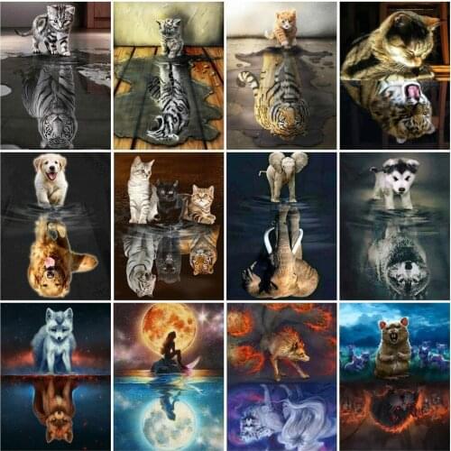 CraftArtGo 5D DIY Diamond Embroidery animal Full Square Round Rhinestone Mosaic Painting Cross Stitch Flowers Diamond Kit