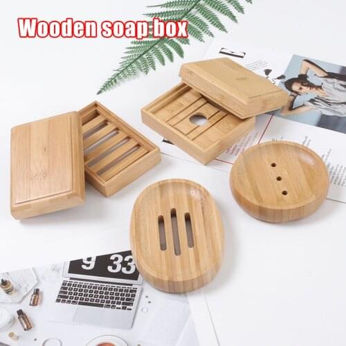 Newly Wooden Soap Dishes Bamboo Soap Tray Holder Soap Rack Plate Box Container Portable for Home Bathroom