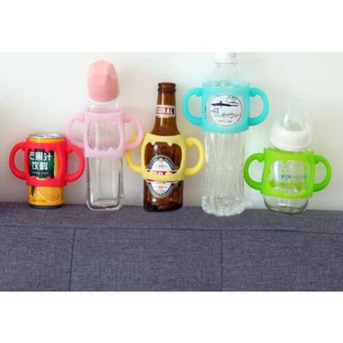 Baby Bottle Universal Handle Soft Silicone Wide Mouth Grip Multicolor Heat Resistant Feeding Bottles Accessories